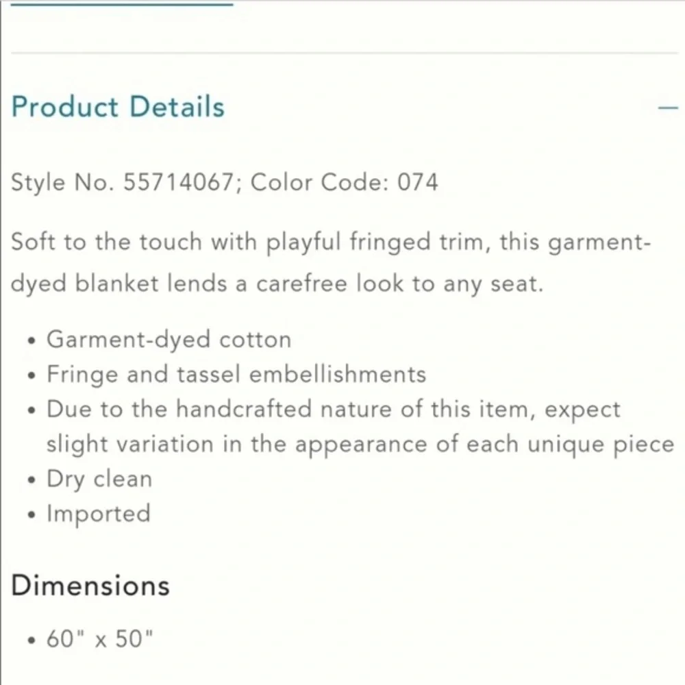 Anthropologie Fringed Sierra Throw Blanket